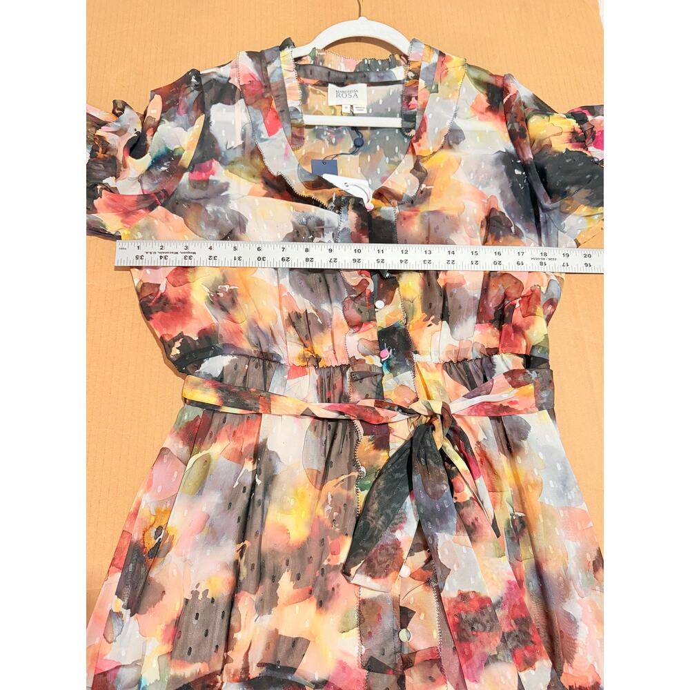 NWT MARCHESA ROSA DRESS WEDDING GUEST ABSTRACT FLORAL ASYMMETRIC MAXI SPRING - Picture 14 of 16